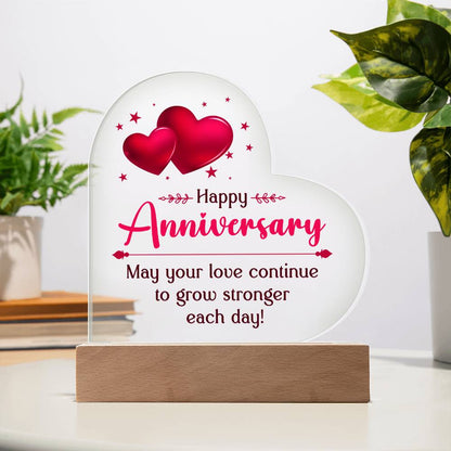 Happy Anniversary Acrylic Heart Plaque for Wife or Husband