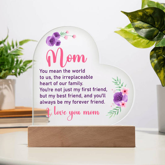 To My Mom Acrylic Heart Plaque Gift from Son and Daughter