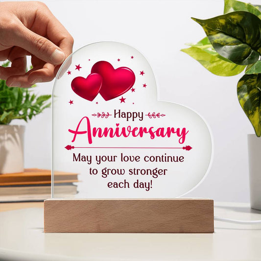 Happy Anniversary Acrylic Heart Plaque for Wife or Husband