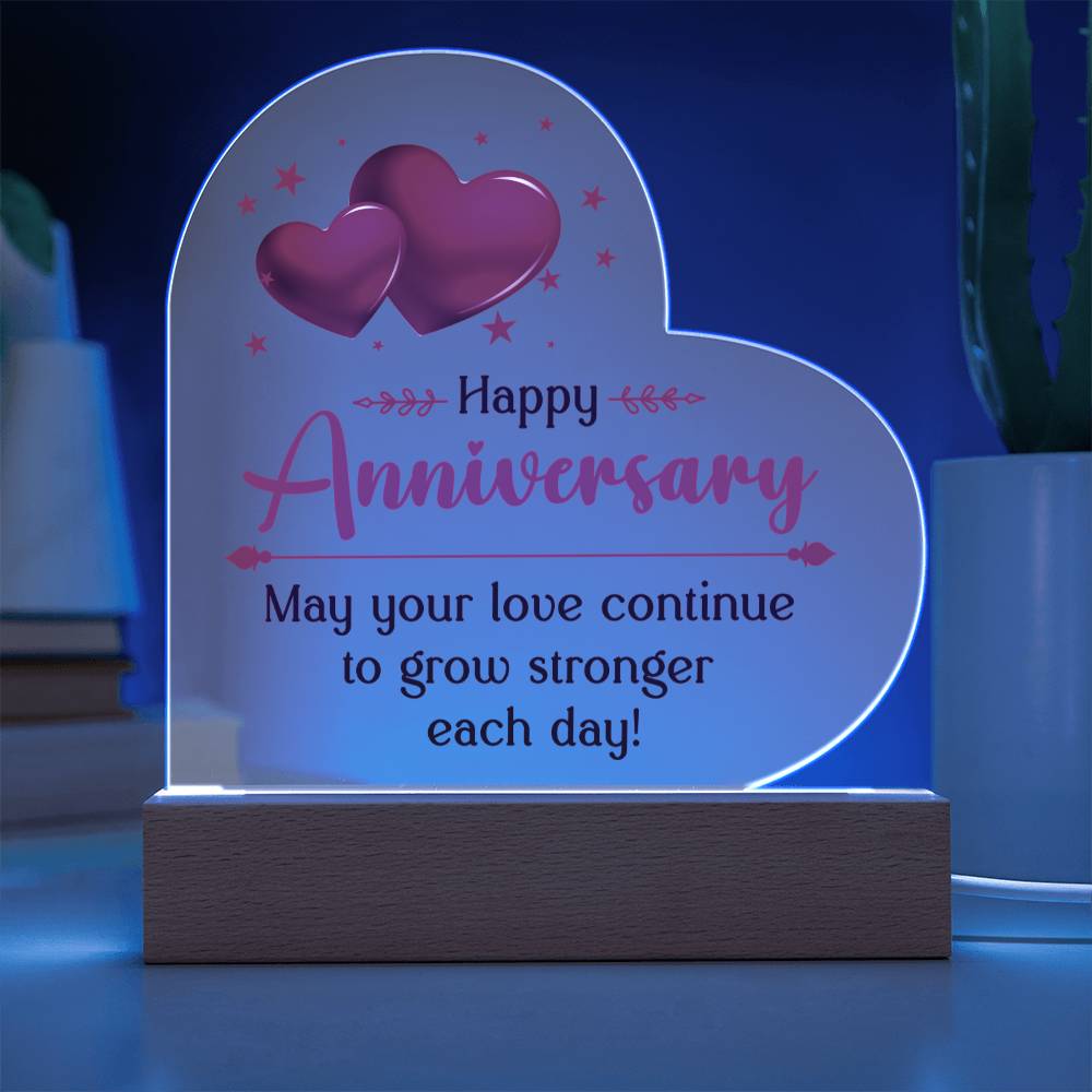 Happy Anniversary Acrylic Heart Plaque for Wife or Husband