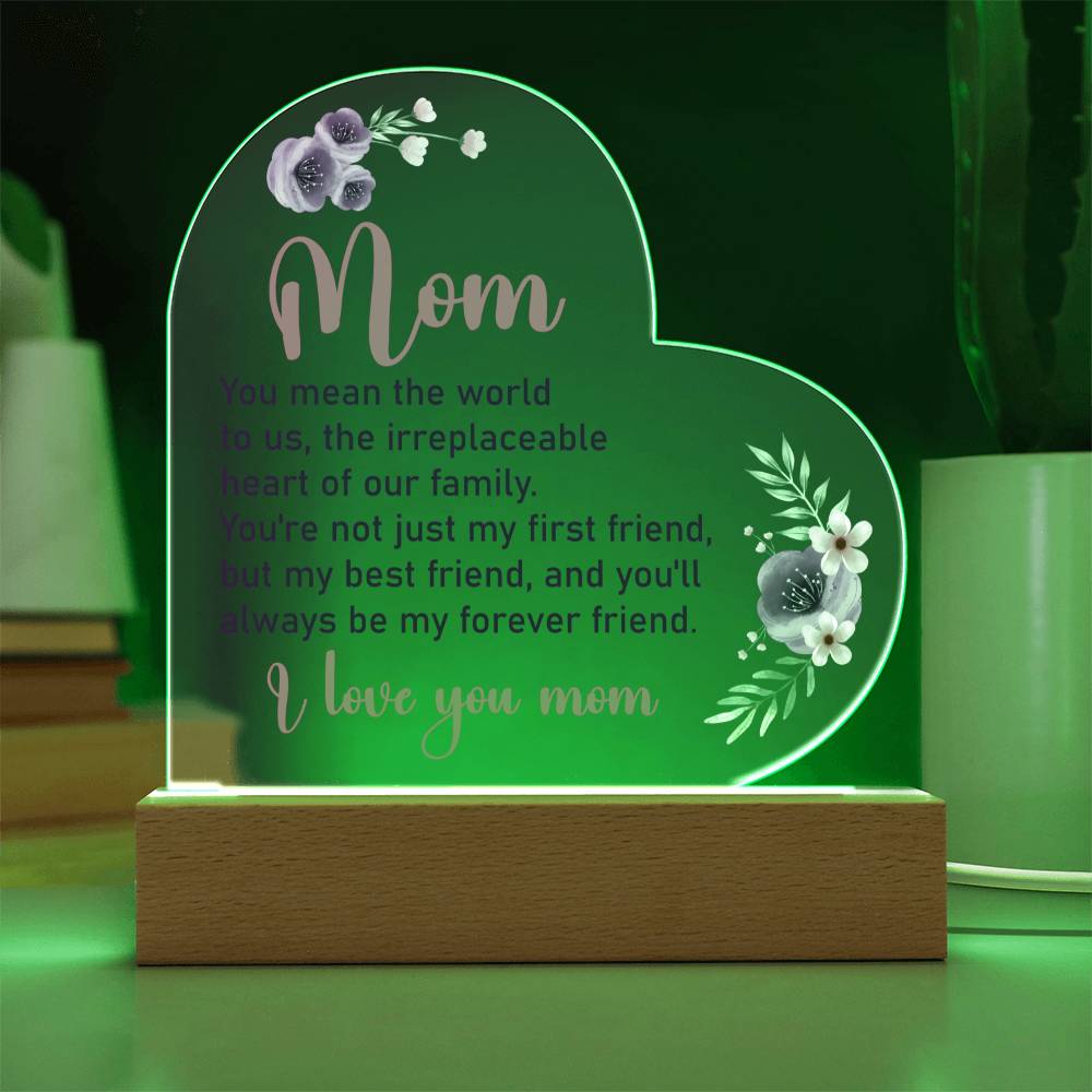 To My Mom Acrylic Heart Plaque Gift from Son and Daughter