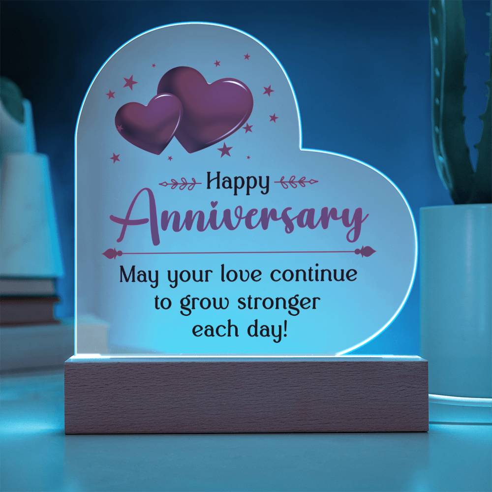 Happy Anniversary Acrylic Heart Plaque for Wife or Husband