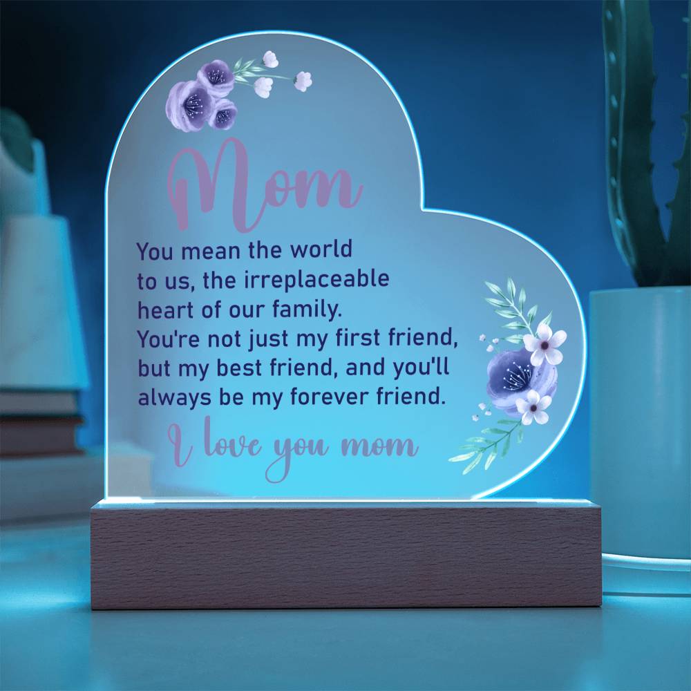 To My Mom Acrylic Heart Plaque Gift from Son and Daughter