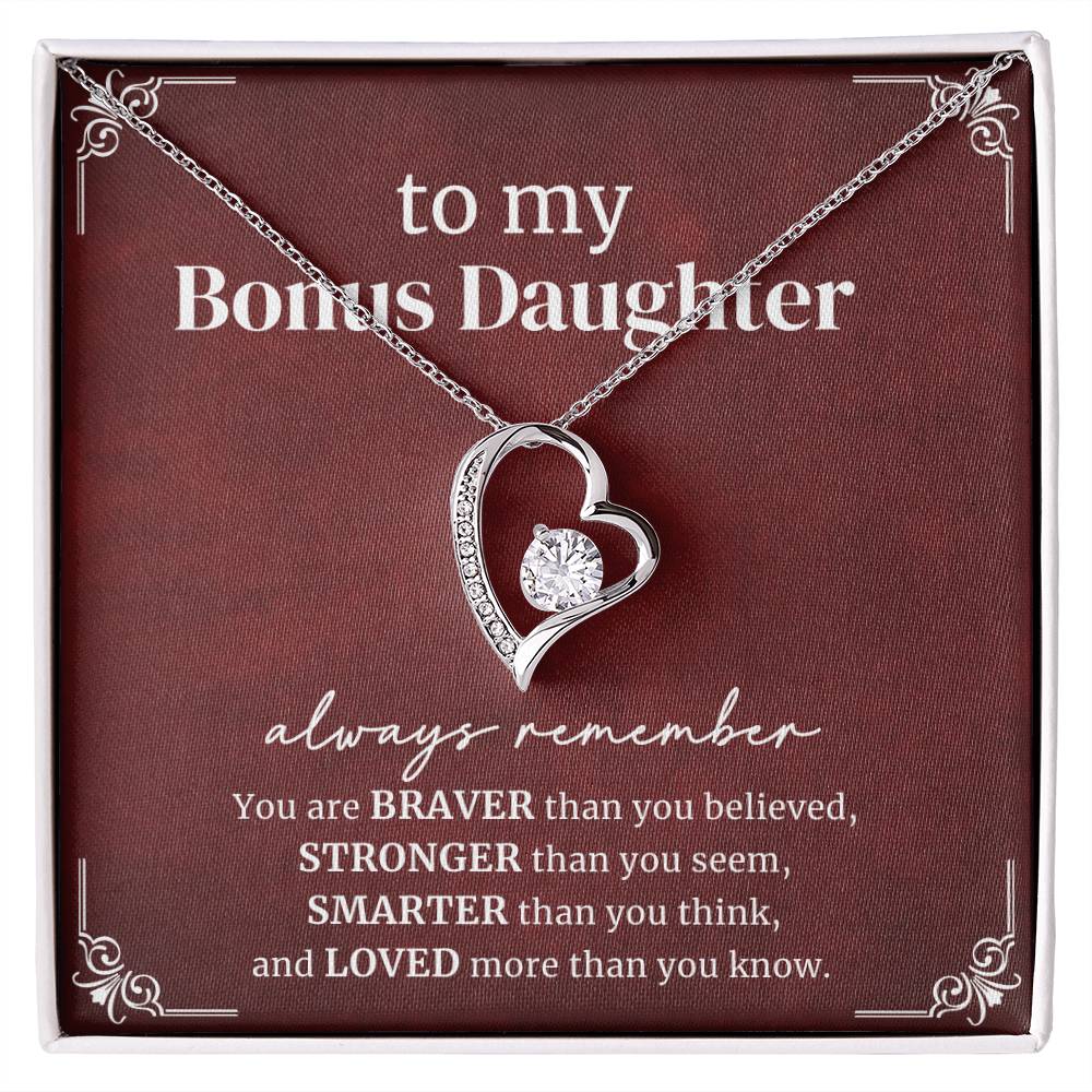 To My Bonus Daughter Forever Love Necklace From Step Mom & Dad