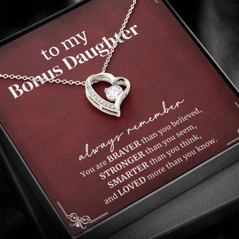 To My Bonus Daughter Forever Love Necklace From Step Mom & Dad